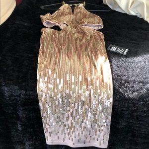 HOT GOLD SEQUIN CUTOUT PARTY DRESS!